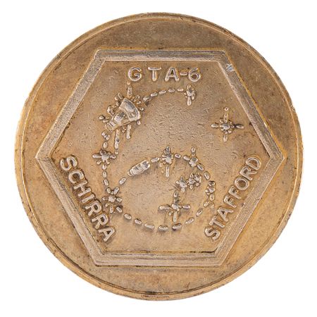 Lot #6038 Gemini 6 Flown Gold-Plated Fliteline Medallion - From the Collection of Bailey K. Howard - Image 1