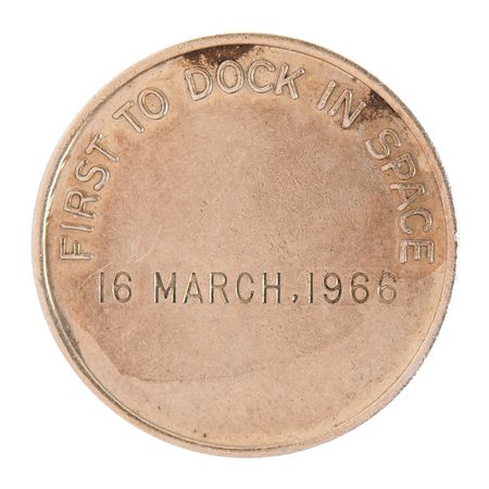 Lot #6056 Gemini 8 Flown Gold-Plated Fliteline Medallion - From the Collection of Bailey K. Howard - Image 2