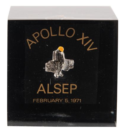 Lot #6276 Apollo 14 Flown ALSEP Emblem in Lucite - From the Personal Collection of Edgar Mitchell - Image 1