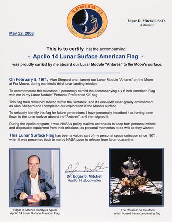 Lot #6290 Apollo 14 Lunar Surface-Flown American Flag - From the Personal Collection of Edgar Mitchell - Image 3