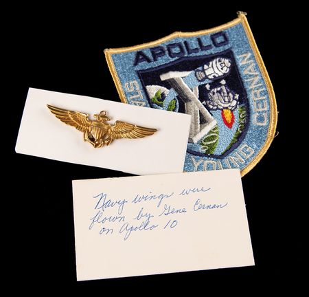 Lot #6106 Apollo 10 Gold Naval Aviator Wings Attested as Flown by Gene Cernan - From the Personal Collection of Edgar Mitchell - Image 1
