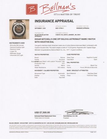 Lot #6295 Bulova Astronaut Mark I Watch with Custom 