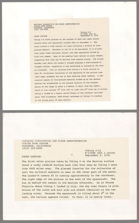 Lot #6473 Viking 2 Lander (2) Original Vintage Photographs: The First Black-and-White and Color Mars Photos from Viking 2 - Image 2