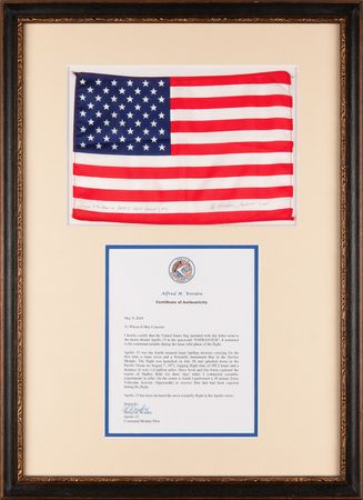 Lot #6321 Apollo 15 Flown Mid-Sized American Flag, Signed and Flight-Certified by CMP Al Worden - Image 1