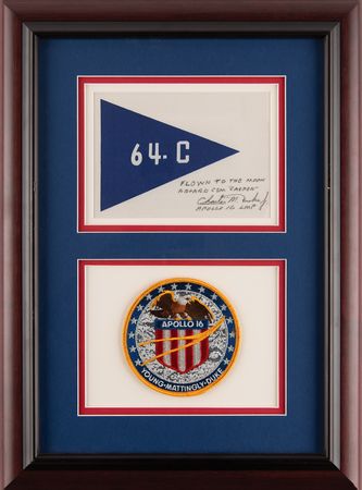 Lot #6340 Apollo 16 Flown Beta Cloth USAF Aerospace Research Pilot School Pennant - From the Personal Collection of Charlie Duke - Image 1