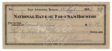 Lot #6020 Gus Grissom Signed Check - From the Year