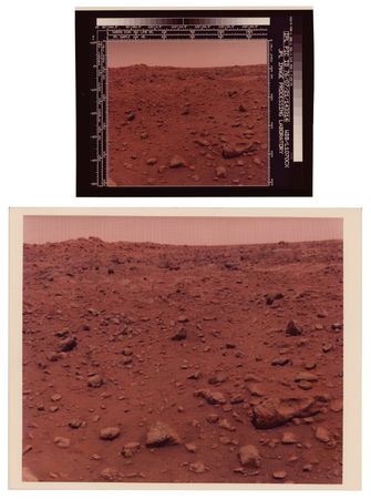 Lot #6467 Viking 1 Lander (2) Original Vintage Photographs: The First Color Photograph Taken on the Surface of Mars - Image 1