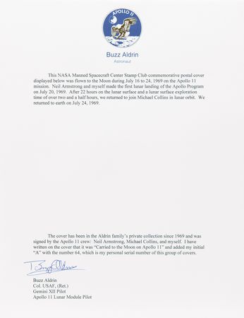 Lot #6525 ?Carried to the Moon on Apollo 11? - Apollo 11 Flown Crew-Signed 'Type 1' Quarantine Cover - From the Personal Collection of Buzz Aldrin - Image 4