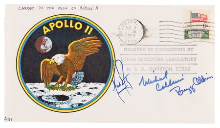 Lot #6526 Apollo 11 Crew-Signed 'Type 3' Quarantine Cover, ?Carried to the Moon on Apollo 11? - Incredibly Rare Flown Cover from the Personal Collection of LMP Buzz Aldrin - Image 1