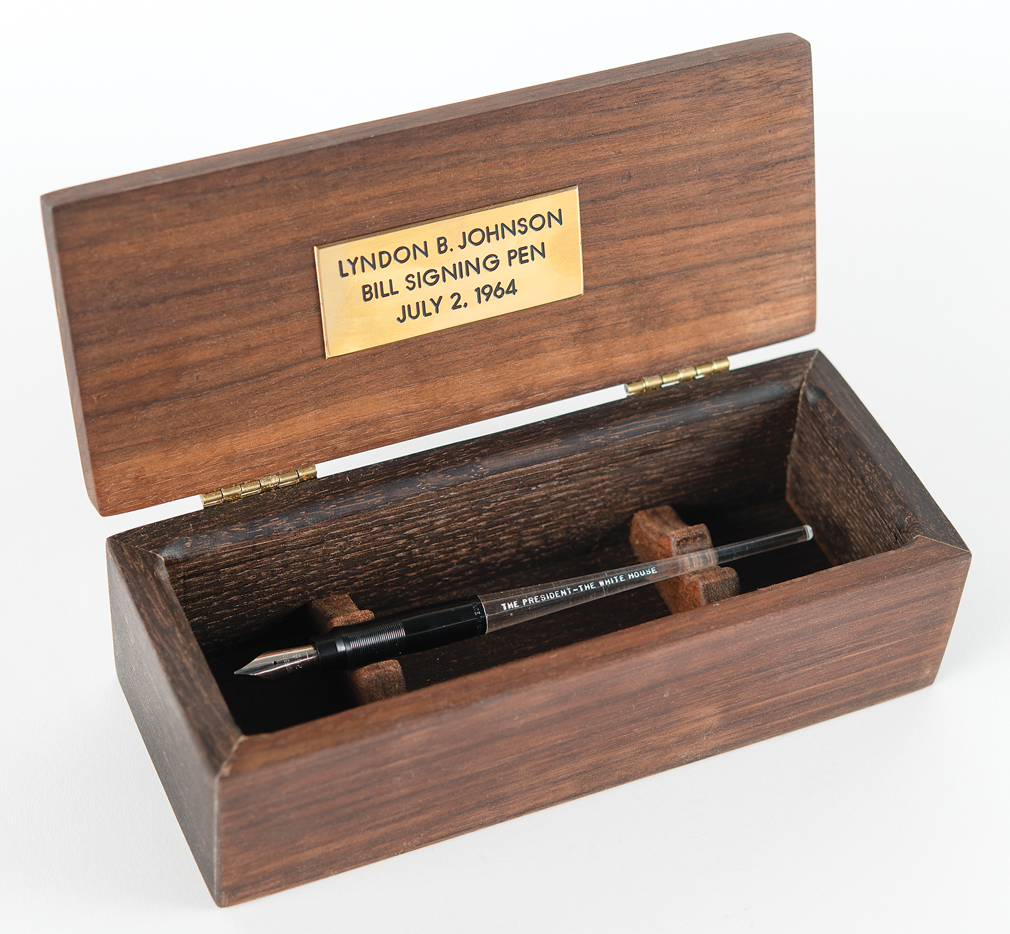 Lot 59 Lyndon B. Johnson 1964 Civil Rights Act Bill Signing Pen - From the Collection of JFK Assistant Dave Powers