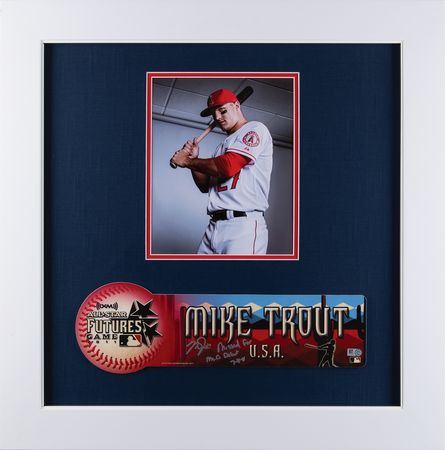 Lot #789 Mike Trout Signed 2011 All-Star Futures Game Locker Tag Name Plate - Image 1