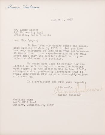 Lot #522 Marian Anderson Typed Letter Signed - Image 2