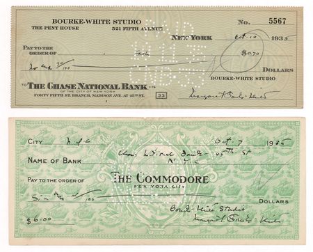Lot #447 Margaret Bourke-White (2) Signed Checks