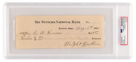 Lot #325 Orville Wright Signed Check as 