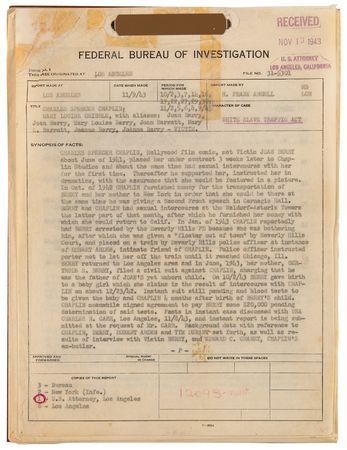 Lot #601 Charlie Chaplin: FBI File for 