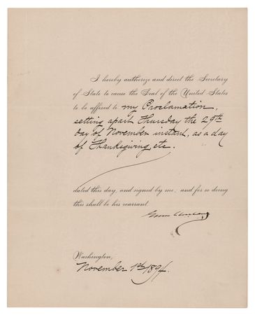 Lot #9 Grover Cleveland Document Signed as