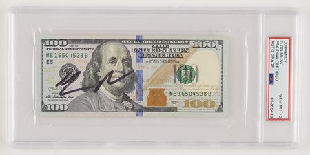 Lot #187 Elon Musk Signed $100 Dollar Bill - PSA