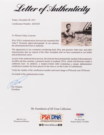 Lot #25 John F. Kennedy Signed Photograph to His Sister: 