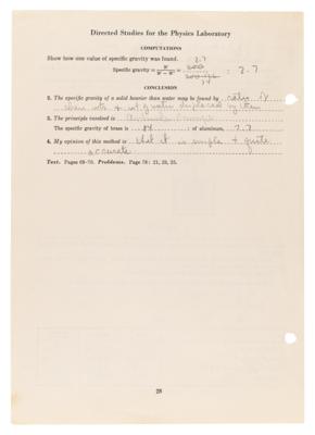 Lot #31 John F. Kennedy Choate Physics Lab Handwritten and Signed Worksheet (c. 1935), with a Physics Lab Page by Lem Billings - Image 4