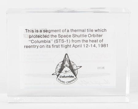 Lot #432 STS-1 Flown Heatshield Lucite Display Flown Relic - Image 2