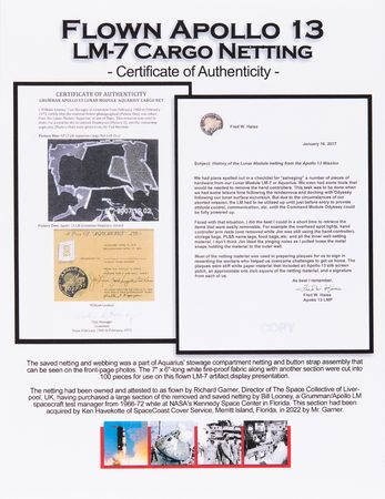 Lot #348 Apollo 13 Cargo Netting [Attested as Flown by Garner/Havekotte/Looney] Netting - Image 3