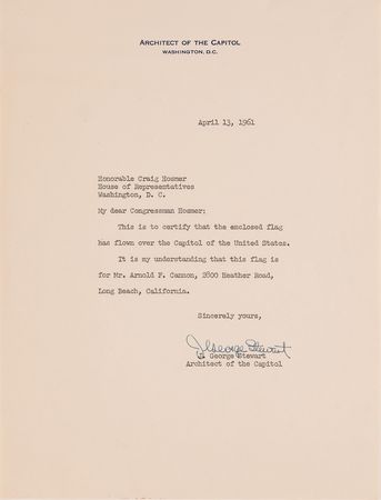 Lot #120 John F. Kennedy: American Flag Flown Over United States Capitol (1961) - Image 2