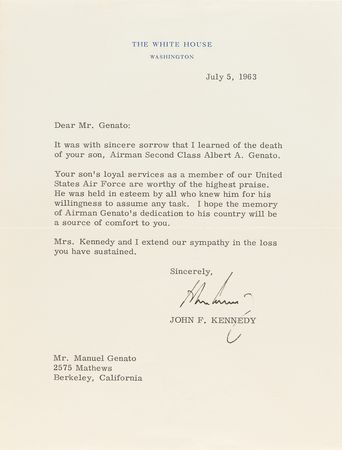 Lot #32 John F. Kennedy Typed Letter Signed as