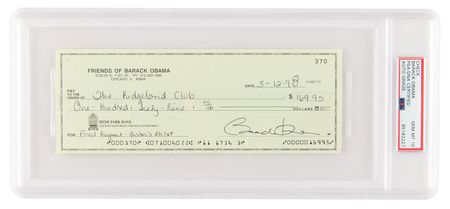 Lot #62 Barack Obama Signed Check - PSA GEM MT 10 - Image 1
