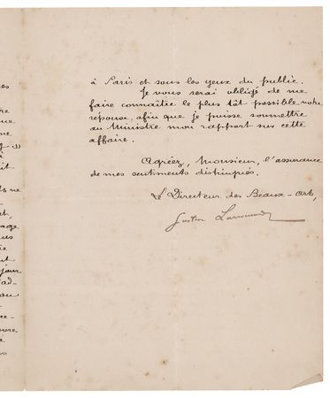 Lot #455 Claude Monet: Gustave Larroumet Letter Signed on Manet's 'Olympia' - Image 3