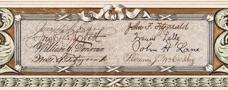 Lot #40 Patrick J. Kennedy: Hand-Illuminated Mourning Poem, Signed by Boston Democratic Leaders including John 'Honey Fitz' Fitzgerald - Image 2