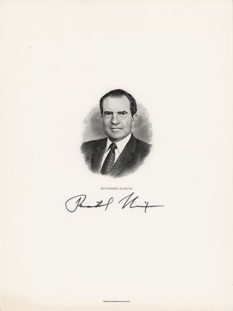 Lot #127 Richard Nixon Signed Engraving