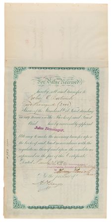 Lot #188 John D. Rockefeller and Henry M. Flagler Signed Standard Oil Trust Stock Certificate - Image 2