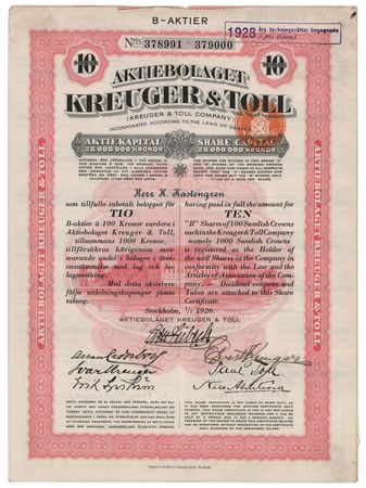 Lot #270 Ernest August Kreuger Document Signed - Image 1