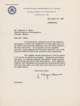 Lot #253 J. Edgar Hoover Typed Letter Signed - Image 1