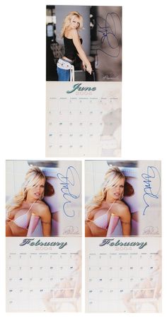 Lot #584 Pamela Anderson (3) Signed Calendars - Image 1