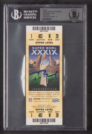 Lot #771 Tom Brady Signed Ticket for Super Bowl XXXIX - Beckett 10 - Image 2