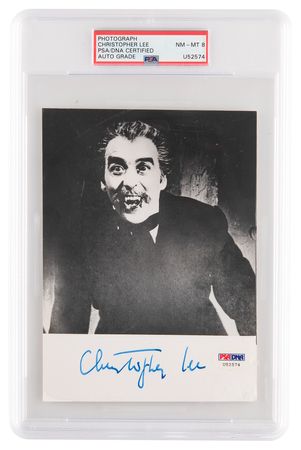 Lot #665 Christopher Lee Signed Photograph - PSA NM-MT 8 - Image 1