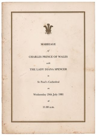 Lot #283 Princess Diana and Charles III ?Order of Service? Royal Wedding Program - Image 1