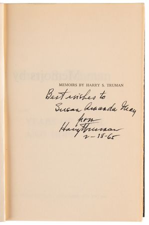 Lot #135 Harry S. Truman (2) Signed Books - Memoirs: Year of Decisions and Years of Trial and Hope - Image 3