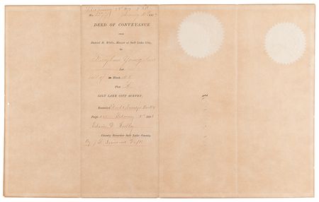 Lot #182 Brigham Young: Original Land Deed for Pioneer Square, Where Mormons First Settled in Salt Lake City - Image 2