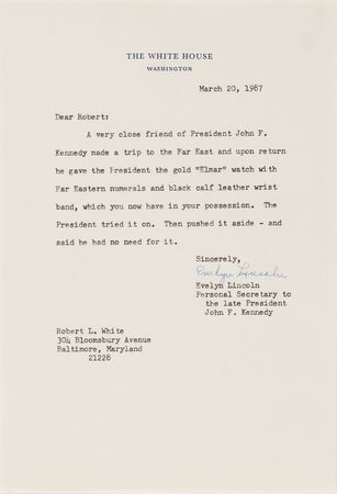 Lot #28 John F. Kennedy's Hebrew Elmar Watch - Owned and Tried On as President - Image 3