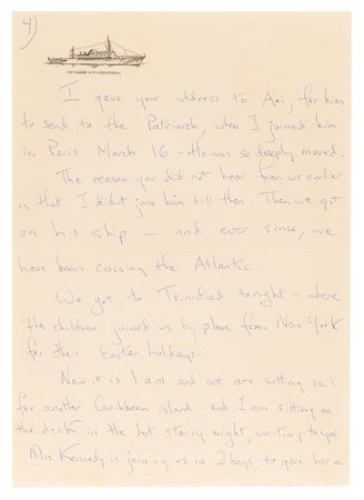 Lot #12 Jacqueline Kennedy Emotional Letter to Boston Archbishop Richard Cushing: 