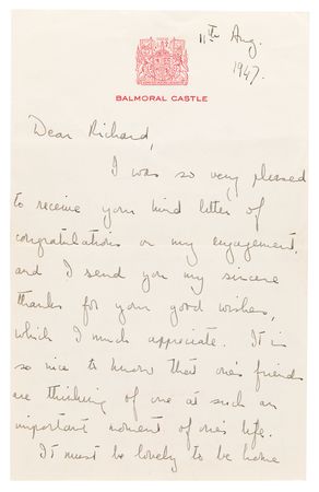 Lot #180 Queen Elizabeth II Autograph Letter Signed on Her Engagement to Prince Philip - Image 2