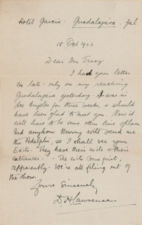 Lot #508 D. H. Lawrence Autograph Letter Signed