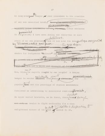 Lot #441 Frank Lloyd Wright Hand-Corrected Typed Draft for 'The New Architecture: A Testament' - The 