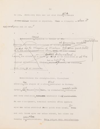 Lot #441 Frank Lloyd Wright Hand-Corrected Typed Draft for 'The New Architecture: A Testament' - The 