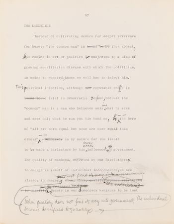 Lot #441 Frank Lloyd Wright Hand-Corrected Typed Draft for 'The New Architecture: A Testament' - The 