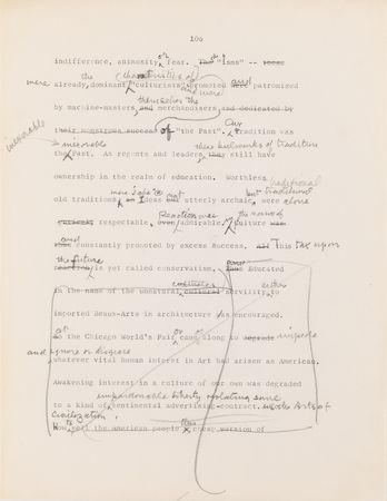 Lot #441 Frank Lloyd Wright Hand-Corrected Typed Draft for 'The New Architecture: A Testament' - The 