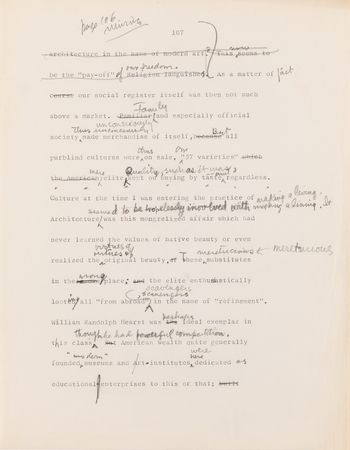 Lot #441 Frank Lloyd Wright Hand-Corrected Typed Draft for 'The New Architecture: A Testament' - The 