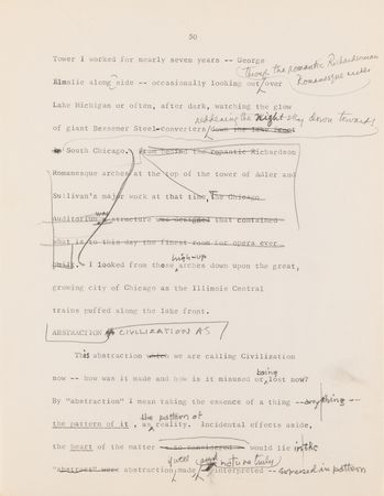 Lot #441 Frank Lloyd Wright Hand-Corrected Typed Draft for 'The New Architecture: A Testament' - The 